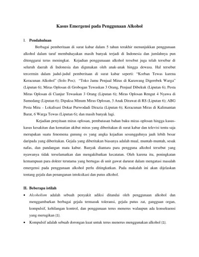 Kasus Emergensi pada Penggunaan Alkohol.