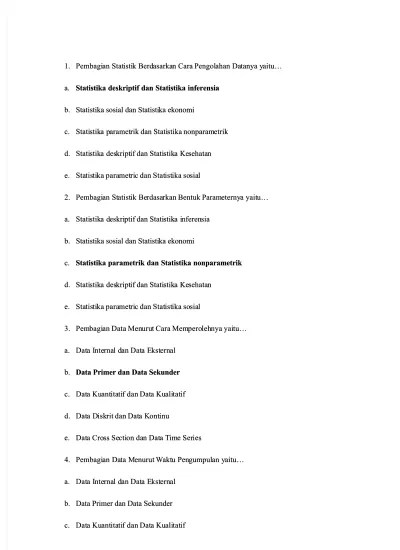 Pembagian Statistik Berdasarkan Cara Pengolahan Datanya Yaitu