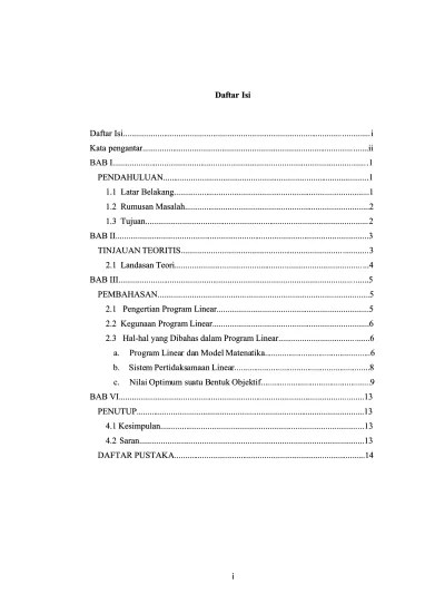 Contoh Makalah Matematika Program Linear
