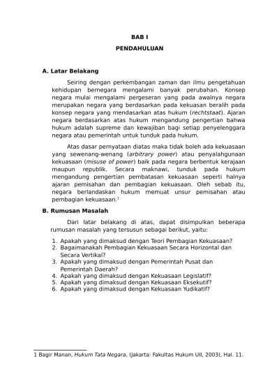 Hukum Tata Negara Pembagian Kekuasaan dan Kekuasaan Legilatif, Eksekutif,  dan Yudikatif