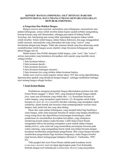 Konsep Bangsa Dan Negara Di Tinjau Dari Uu