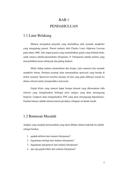 Malaria Tropika (Plasmodium Falciparum)