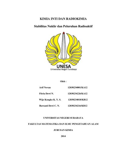 KIMIA INTI DAN RADIOKIMIA. Stabilitas Nuklir dan Peluruhan Radioaktif