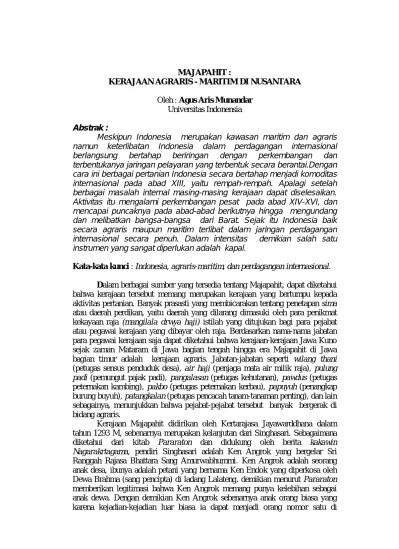 MAJAPAHIT: Kerajaan Agraris - Maritim di Nusantara