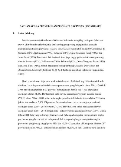 Satuan Acara Penyuluhan Penyakit Cacingan