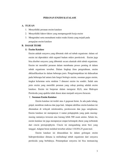 laporan praktikum enzim katalase Indonesia