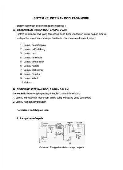 Sistem Kelistrikan Bodi Pada Mobil