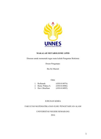 Makalah Biokimia Metabolisme Lipid