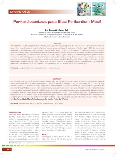 Perikardiosentesis pada Efusi Perikardium Masif
