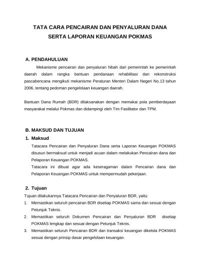 TATA CARA PENCAIRAN DAN PENYALURAN DANA SERTA LAPORAN KEUANGAN POKMAS