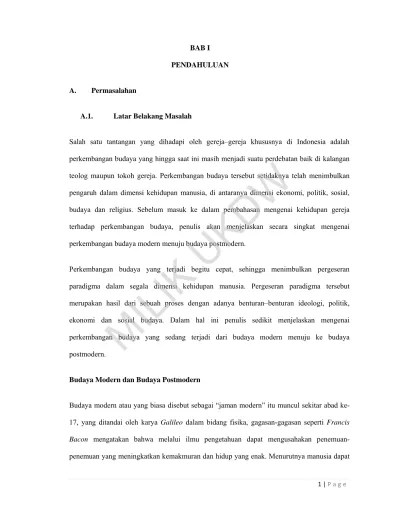 BAB I PENDAHULUAN. Salah satu tantangan yang dihadapi oleh gereja gereja  khususnya di Indonesia adalah