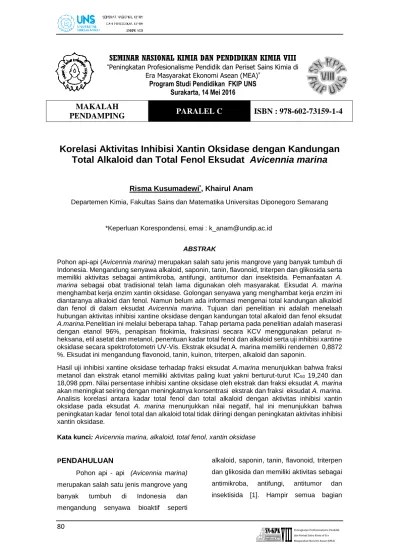 Korelasi Aktivitas Inhibisi Xantin Oksidase dengan Kandungan Total Alkaloid  dan Total Fenol Eksudat Avicennia marina