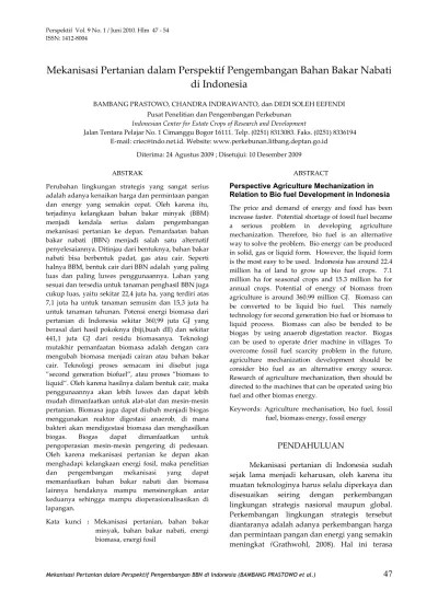 Mekanisasi Pertanian dalam Perspektif Pe