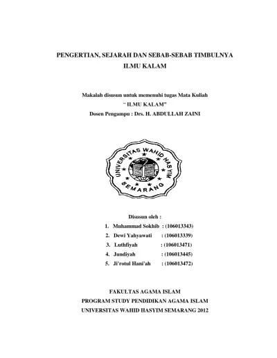 PENGERTIAN, SEJARAH DAN SEBAB-SEBAB TIMBULNYA ILMU KALAM