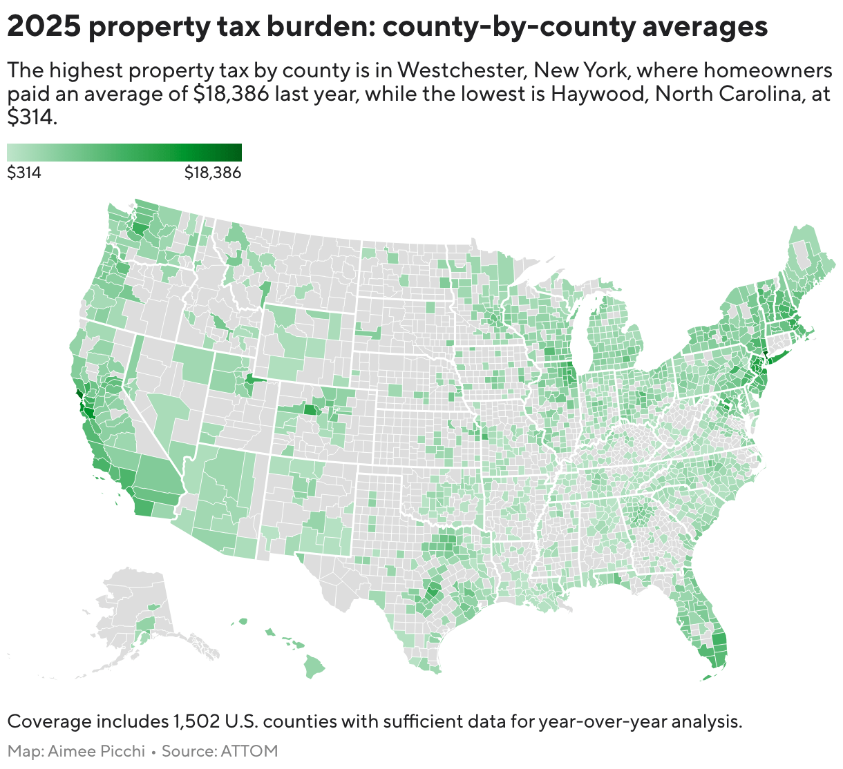 Property taxes are rising faster than inflation. See what homeowners pay across the U.S.
