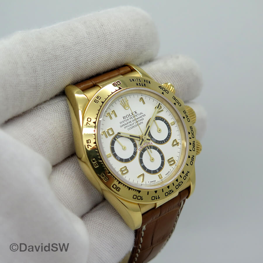 Rolex 16518 Cosmograph Daytona 18k Yellow Gold With White Arabic Dial Davidsw