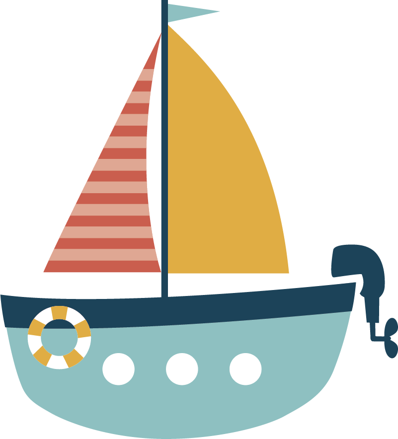 Sticker Kinderkamer Roeiboot Met Motor Tenstickers