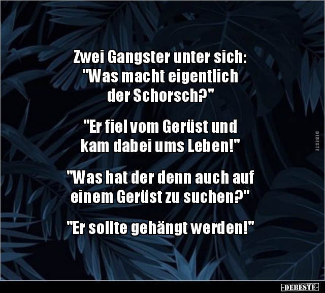 Zwei Gangster Unter Sich Was Macht Eigentlich Der Lustige Bilder Spruche Witze Echt Lustig