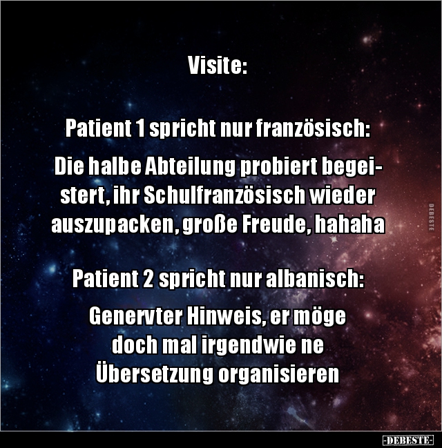 Visite Patient 1 Spricht Nur Franzosisch Die Halbe Lustige Bilder Spruche Witze Echt Lustig