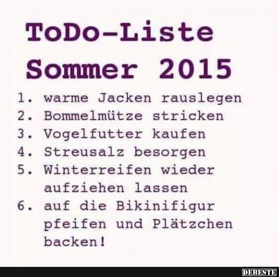 ToDo-Liste Sommer 2015 | Lustige Bilder, Sprüche, Witze, echt lustig