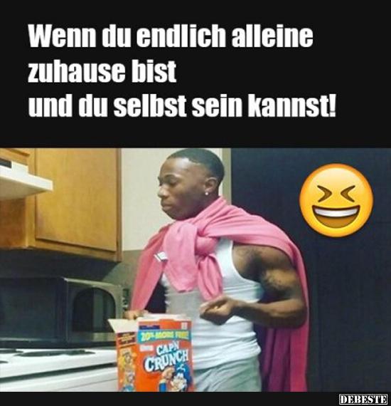 Wenn Du Endlich Alleine Zuhause Bist Und Du Selbst Sein Kannst Lustige Bilder Spruche Witze Echt Lustig