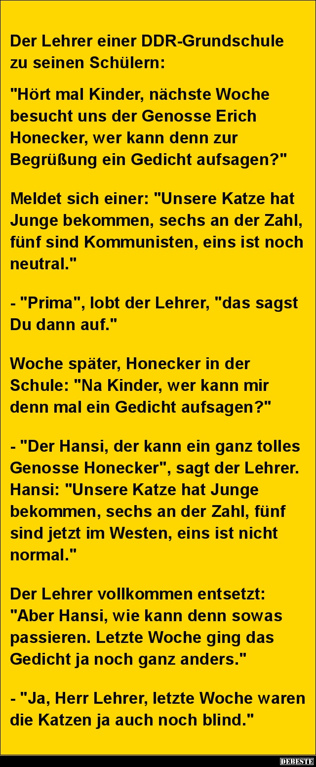 Der Lehrer Einer Ddr Grundschule Zu Seinen Schulern Lustige Bilder Spruche Witze Echt Lustig
