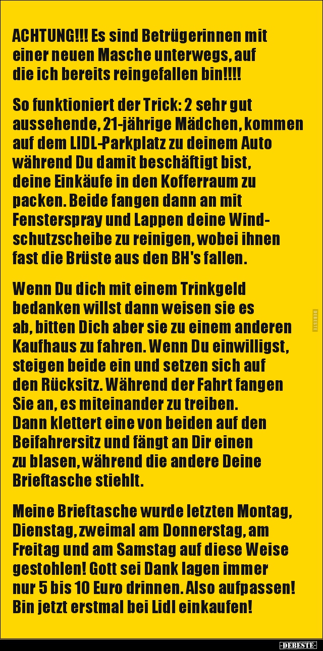 Achtung!!! Es Sind Betrügerinnen Mit Einer Neuen Masche.. | Lustige Bilder, Sprüche, Witze, Echt Lustig 1291_x_640_jpg