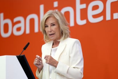 María Dolores Dancausa, consejera delegada de Bankinter, durante la presentación de resultados del primer semestre, en Madrid.