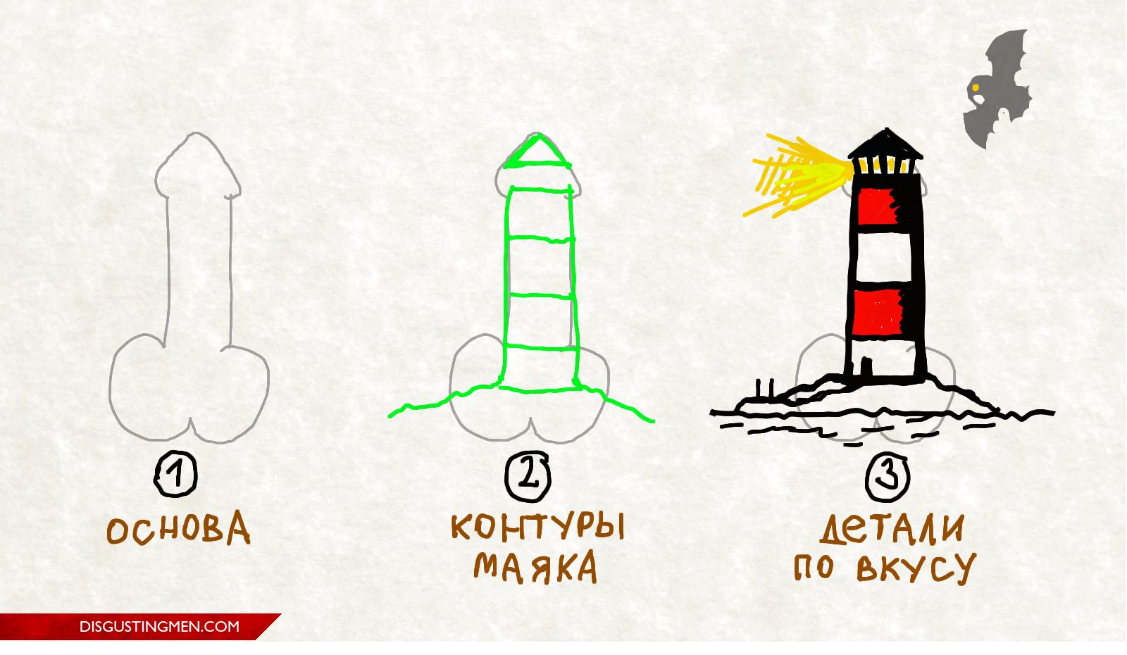 как рисовать пенис