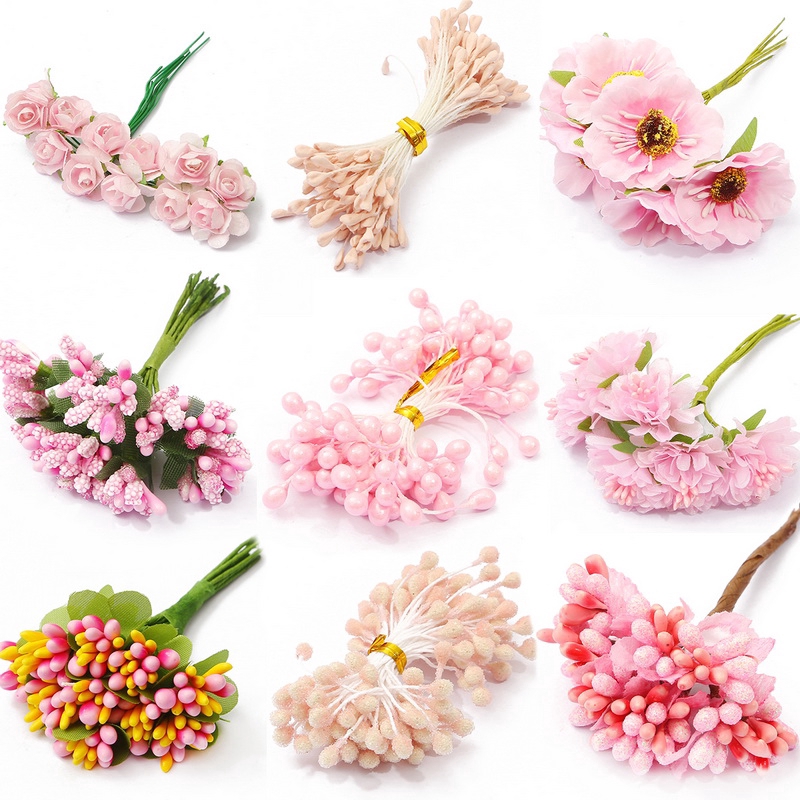 6 288 Pcs Artificial Pink Rose Peony Wedding Flowers Bouquet Fake Diy Home Decoration Shopee Singapore