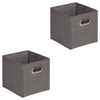 Lot de 2 boites de rangement en tissu gris foncé PACIFICO cube de rangement  pliable dim 27x27x27 cm, pour linge jouets vêtements au meilleur prix | E. Leclerc