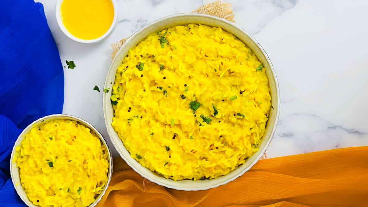 Kitchari in two bowls.