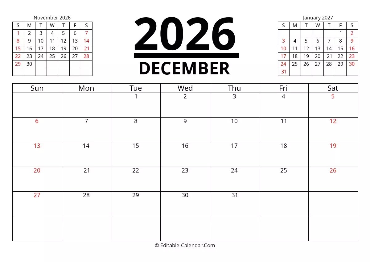 April To December 2026 Calendar Printable Free
