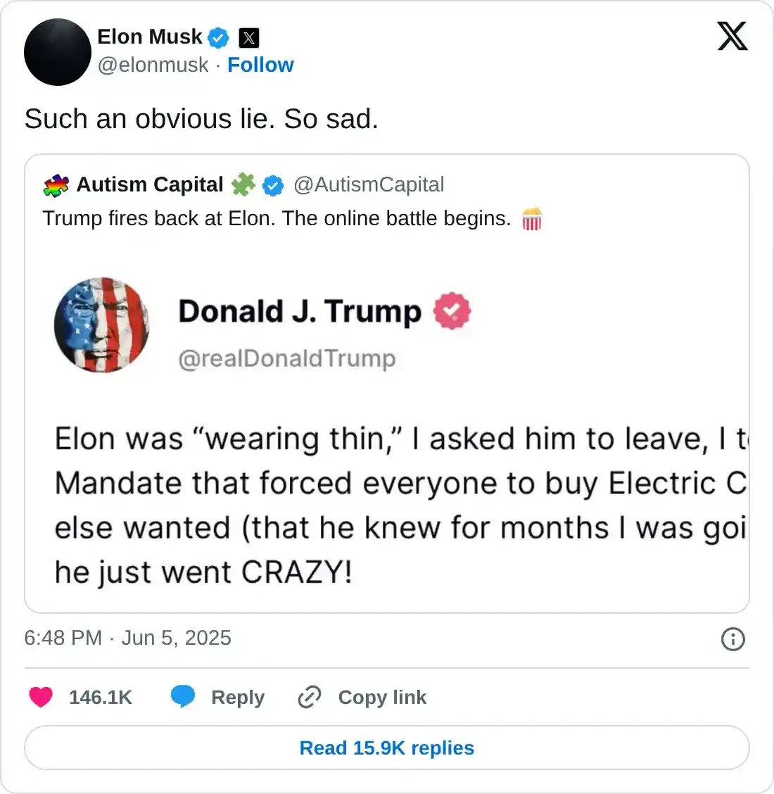 Bitcoin, Ethereum, XRP slides as Elon Musk and Trump clash over “One Big Beautiful Bill”