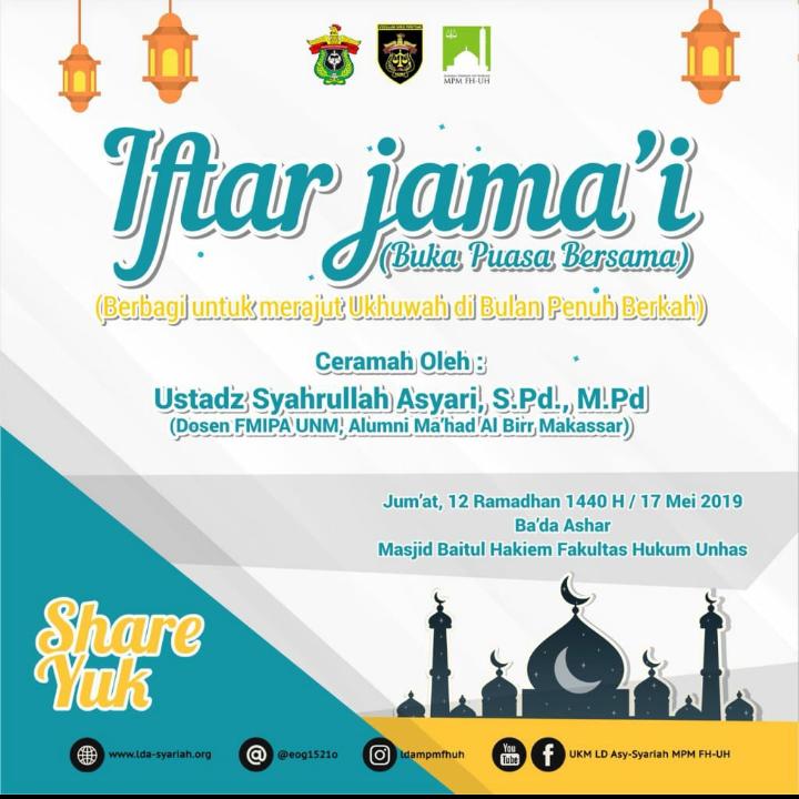 LD Asy-Syariah FH-UH Rangkaikan Iftar dengan Berbagi Sembako - Eksepsi  Online