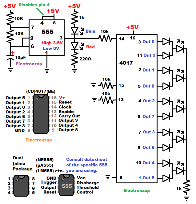 5 Led Knight Rider Chaser Circuit Using 4017 Decade Counter And 555 5 Led Knight Rider Chaser Circuit Using 4017 Decade Counter And 555