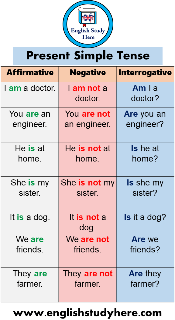 21 Present Simple Tense Examples, Affirmative, Negative, Interrogative -  English Study Here