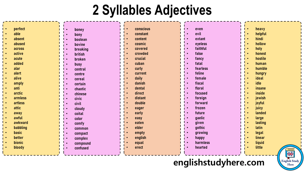 Two syllable word list