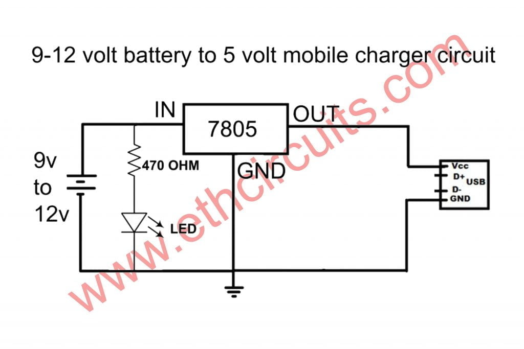 Best 9v Battery To Mobile Charger Circuit Diagram