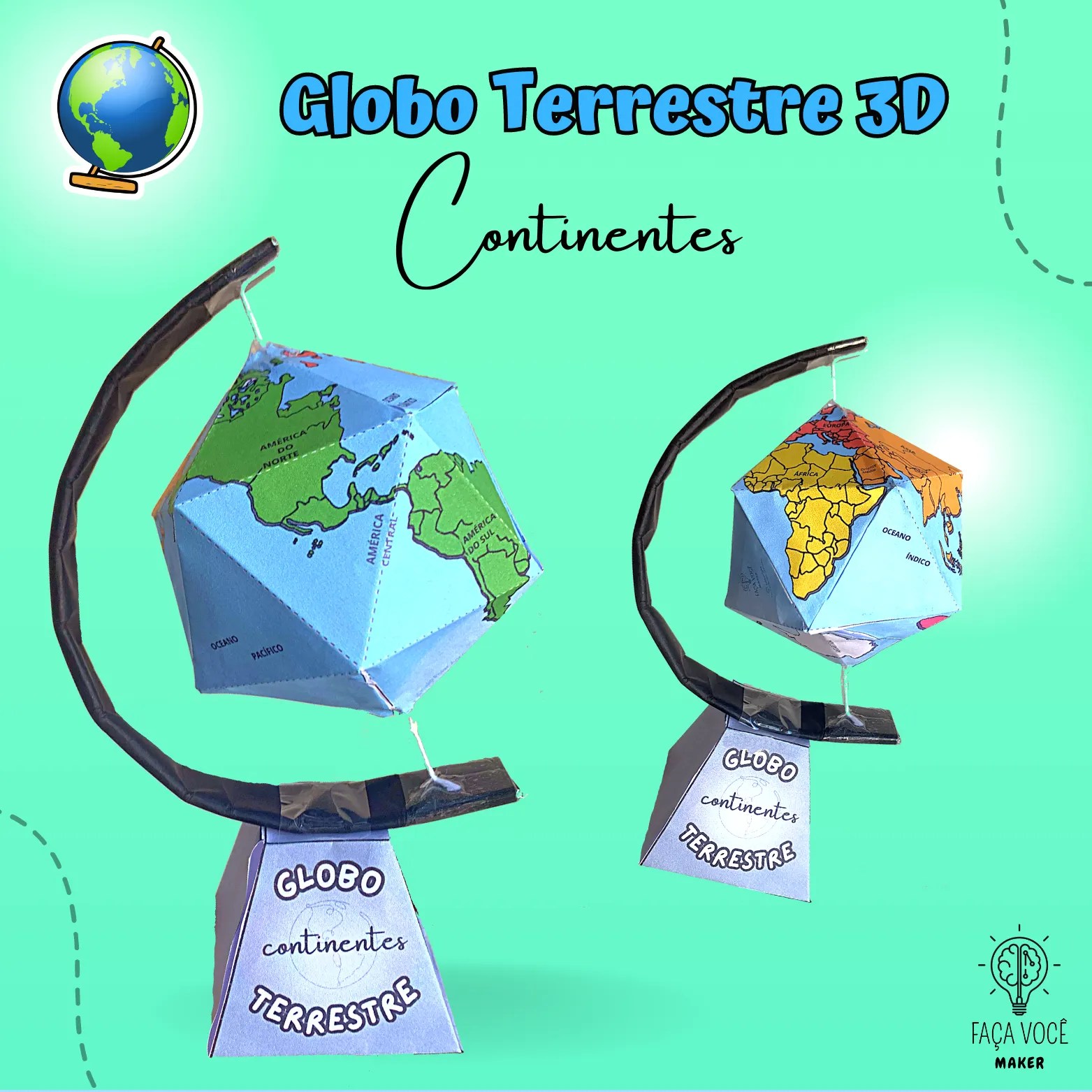 Molde globo terrestre para imprimir e montar pdf