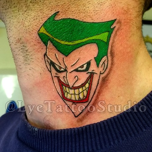 Joker Tattoo For A Very Big Batman Comics Fan. #Tattoo #Joker#Thejoker #Necktattoo #Animated #Cartoon #Comics #Batman #Dc #Dccomics #Thinkyourink #Lyetattoostudio - A Photo On Flickriver 500_x_500_jpg