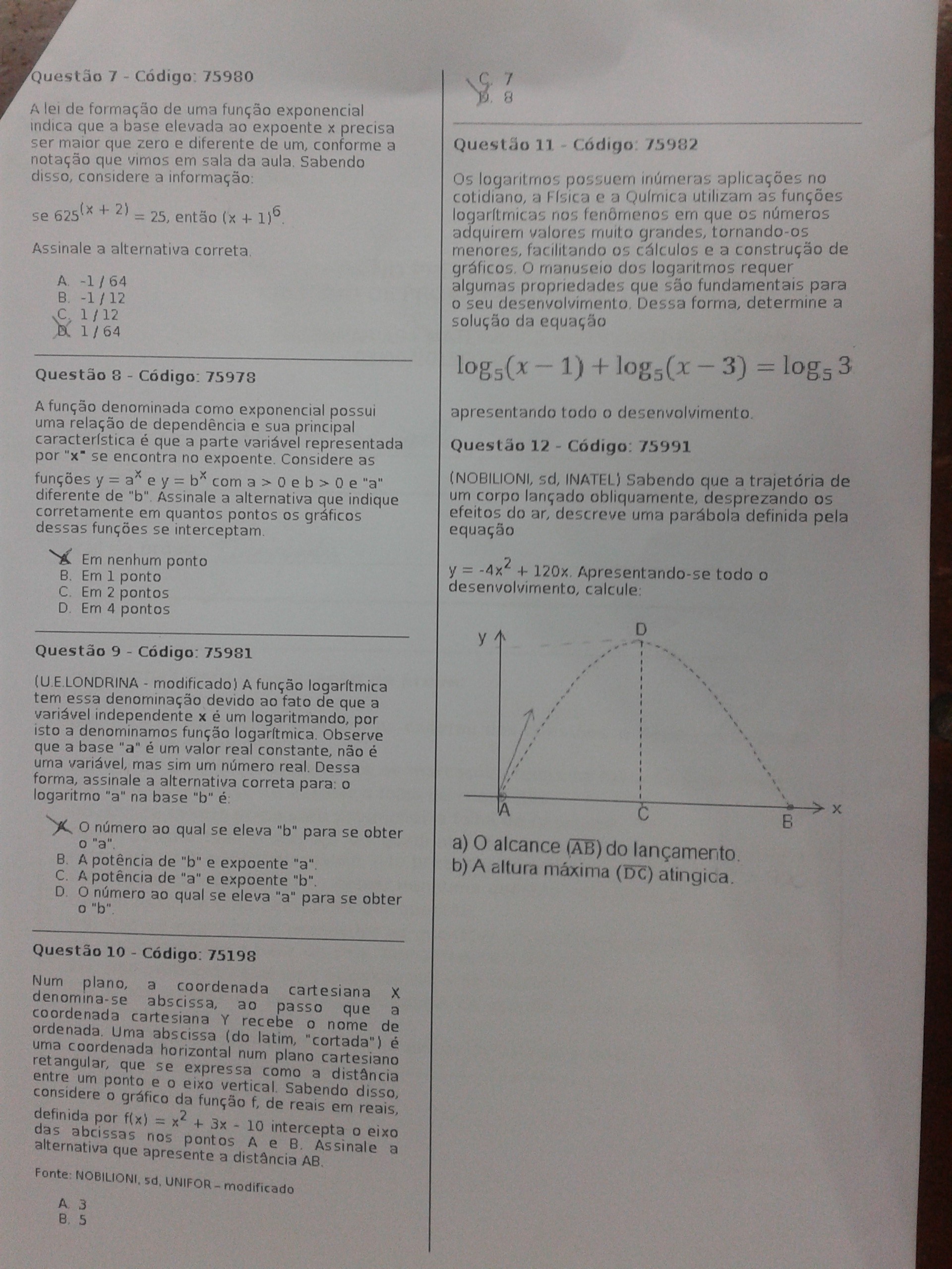 Grátis: Prova de Matemática Instrumental - Material Claro e Objetivo em PDF para Estudo Rápido Prova de matemática unip