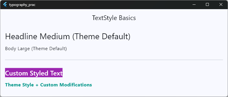Working Example: App Theme vs. Direct TextStyle
