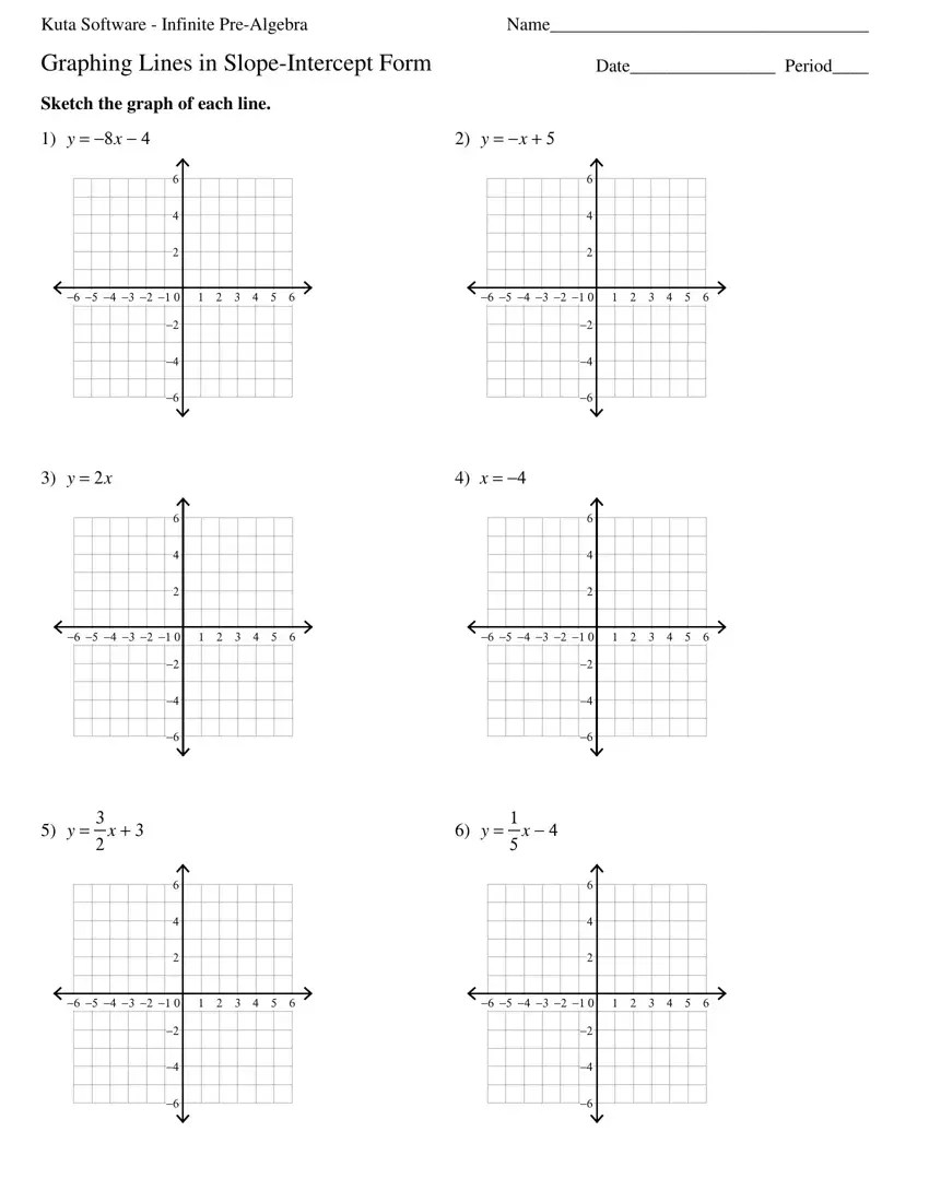 graphing in slope intercept form worksheet
