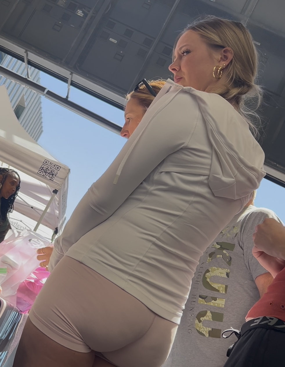Angelic blonde in pink lulu shorts showing dimples (OC) 