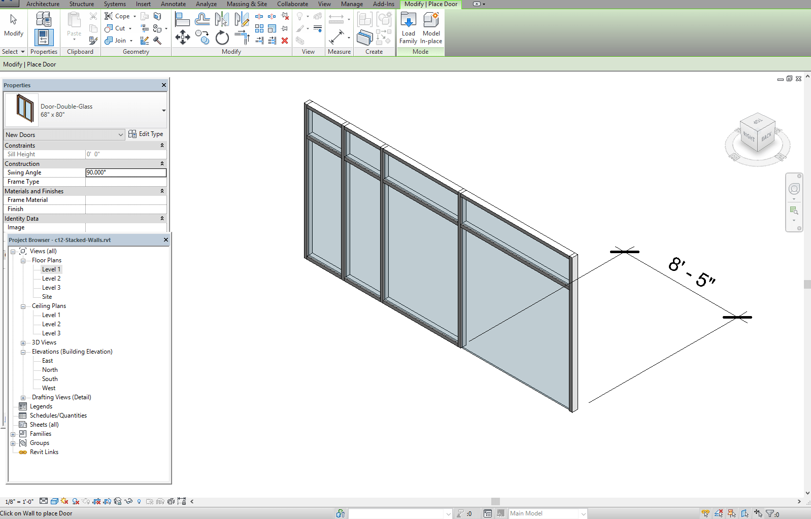 Why Can T I Place A Door In Curtain Wall Autodesk Community Revit Products