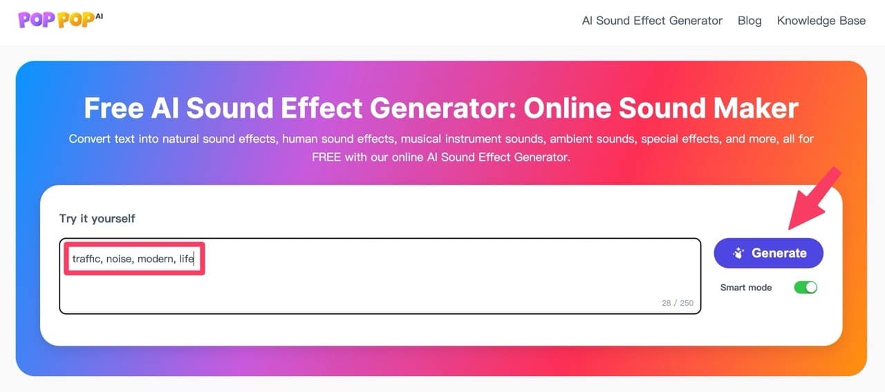 PopPop AI – 免费 AI 音效生成器，文字描述转换为音效神器