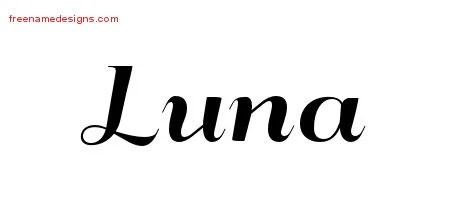 Art Deco Name Tattoo Designs Luna Printable - Free Name Designs 200_x_450_jpg