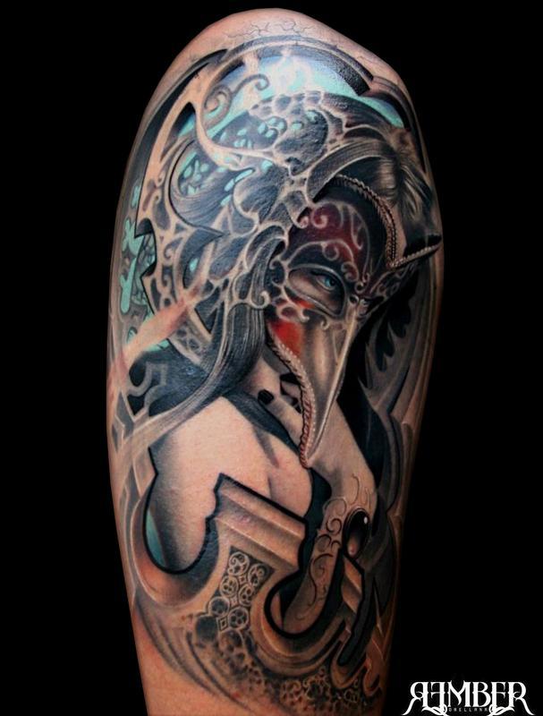 Venetian Tattoo Gathering : Tattoos : Fantasy Warrior : Masked Woman 800_x_607_jpg