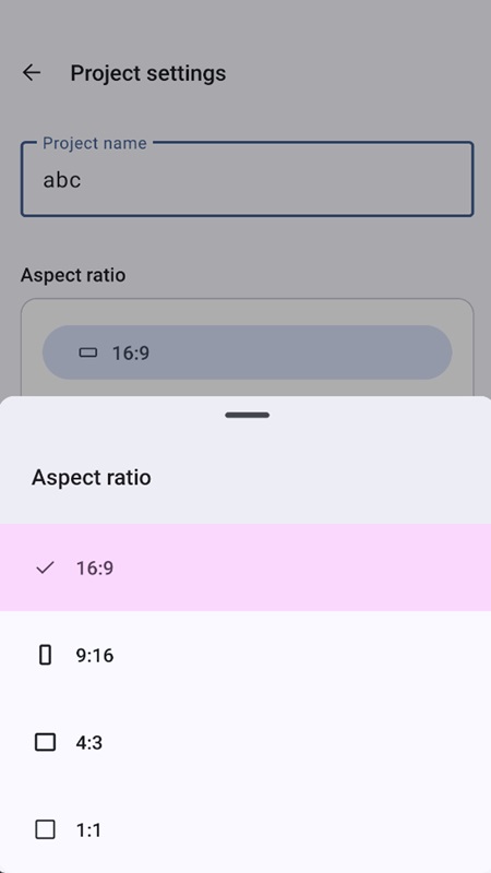 Size options tailored to your publishing and sharing needs in Visualization Video Maker MOD APK
